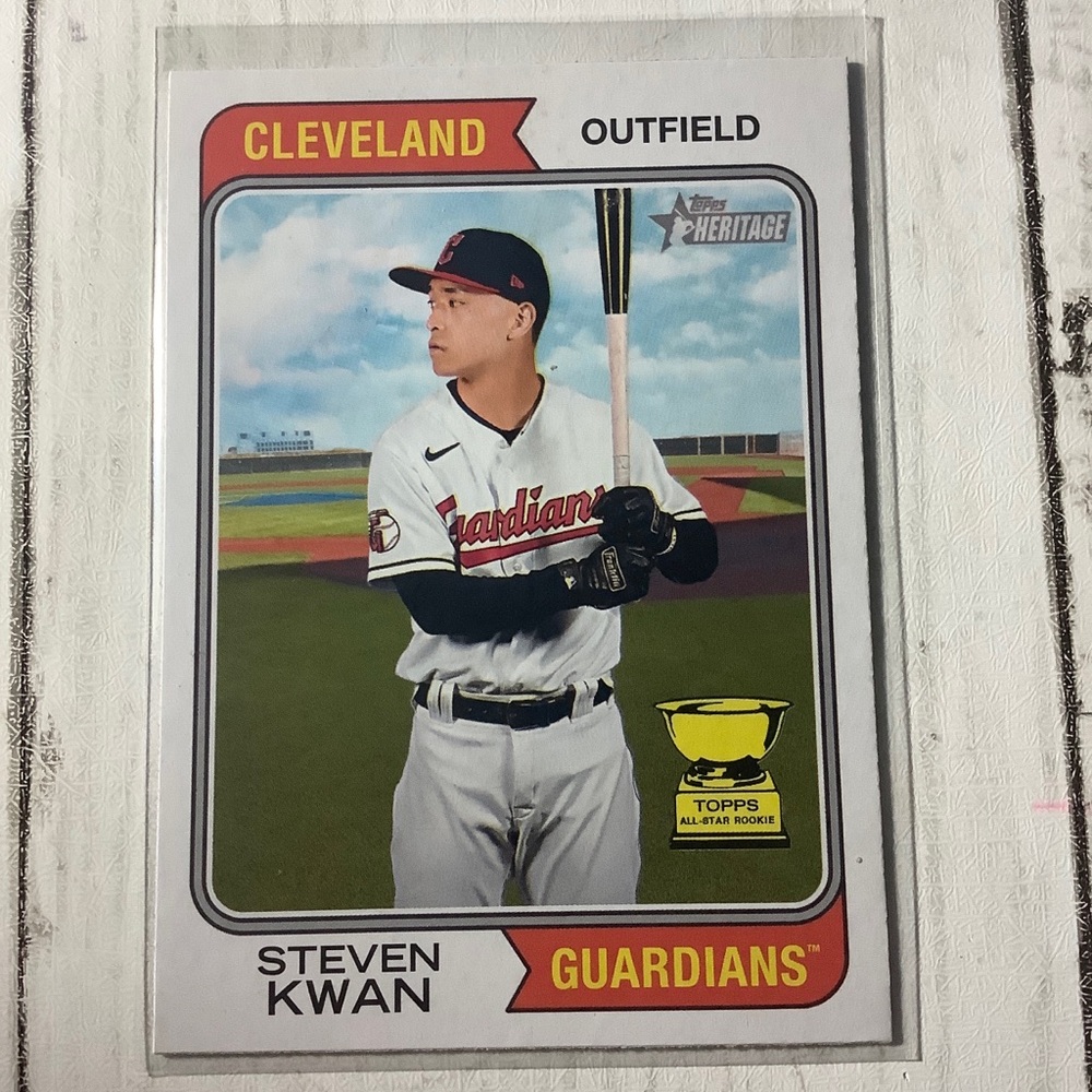2023 Topps Heritage # 232 Steven Kwan RC Rookie Cup Guardians